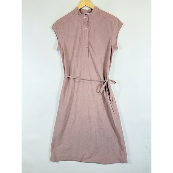 Dresses & Skirts - Cirette Vintage Dress Women 12 Dusty Rose Pink Modern Prairie Belted Suede Feel